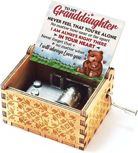 صندوق الموسيقى لابنة أخت من Unlce أو العمة كرنك اليد محفورة آلية صندوق موسيقي عتيق عتيق هدايا قابلة للتخصيص لعيد الميلاد/عيد الميلاد/الزفاف in Kuwait