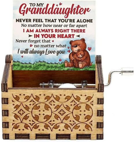 صندوق الموسيقى لابنة أخت من Unlce أو العمة كرنك اليد محفورة آلية صندوق موسيقي عتيق عتيق هدايا قابلة للتخصيص لعيد الميلاد/عيد الميلاد/الزفاف in Kuwait