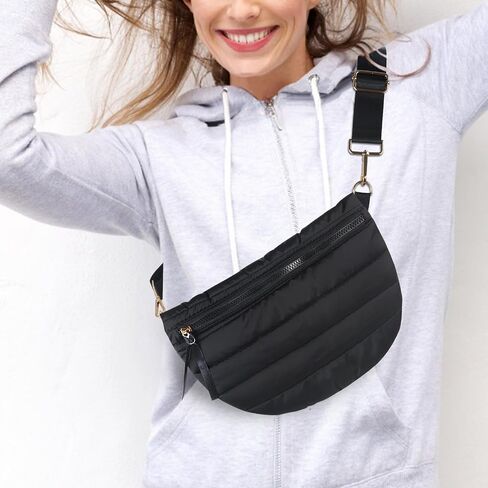 Quilted Crossbody Bags for Women Puffer Fanny Pack Sling Bag Puffy Chest Belt Bum Waist Bag Crossbody Purse Bags Quilted Shoulder Bag for Women in Saudi Arabia