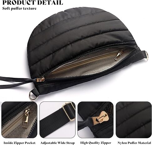 Quilted Crossbody Bags for Women Puffer Fanny Pack Sling Bag Puffy Chest Belt Bum Waist Bag Crossbody Purse Bags Quilted Shoulder Bag for Women in Saudi Arabia