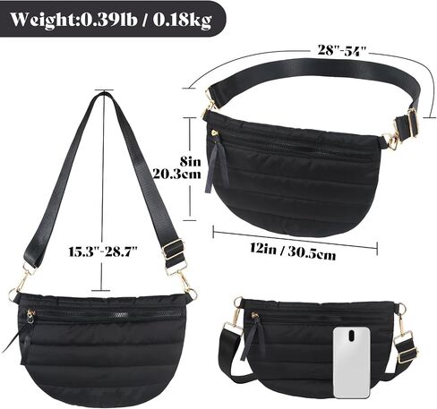Quilted Crossbody Bags for Women Puffer Fanny Pack Sling Bag Puffy Chest Belt Bum Waist Bag Crossbody Purse Bags Quilted Shoulder Bag for Women in Saudi Arabia