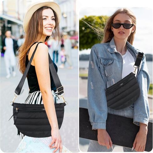 Quilted Crossbody Bags for Women Puffer Fanny Pack Sling Bag Puffy Chest Belt Bum Waist Bag Crossbody Purse Bags Quilted Shoulder Bag for Women in Saudi Arabia