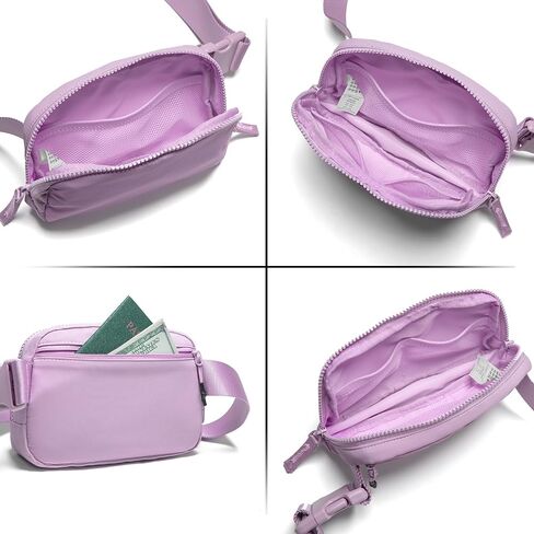 Belt Bag for Women Two-Way Zipper Cross Body Fanny Pack Fashion Waist Packs Everywhere Belt Bag with Adjustable Strap Gifts for Teen Girls Women Men (Lavender) in Kuwait