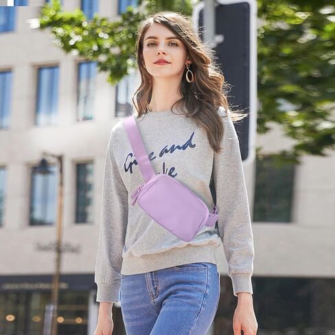 Belt Bag for Women Two-Way Zipper Cross Body Fanny Pack Fashion Waist Packs Everywhere Belt Bag with Adjustable Strap Gifts for Teen Girls Women Men (Lavender) in Kuwait