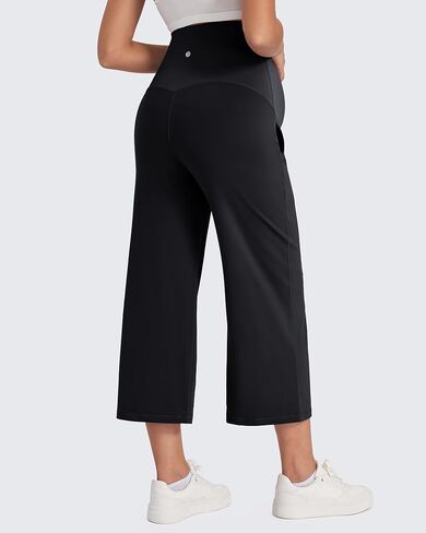 G4Free EverGoing Maternity Yoga Capris Over The Belly Stretch Wide Leg Pregnancy Cropped Pants with Pockets 19‘’/21''/23'' in Saudi Arabia