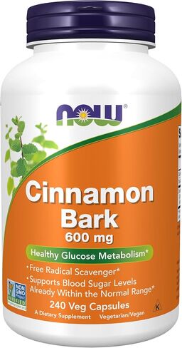 NOW Supplements, Cinnamon Bark 600 mg, Non-GMO Project Verified, Healthy Glucose Metabolism*, 120 Veg Capsules in Saudi Arabia