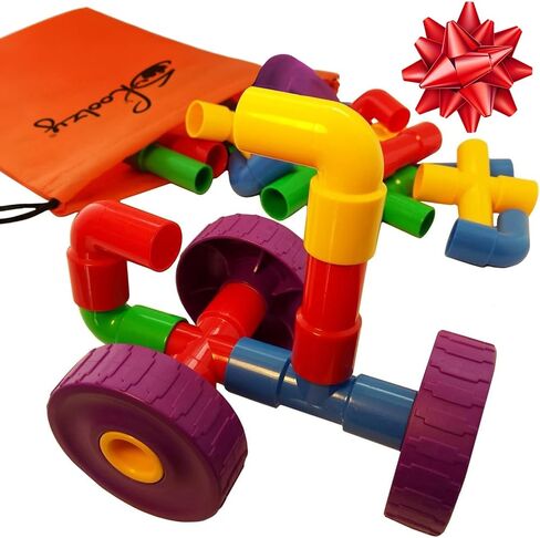 مجموعة ألعاب البناء Skoolzy Straw Constructor STEM المكونة من 200 قطعة - ألعاب تعليمية بلاستيكية متشابكة متينة للأطفال الصغار لتطوير المهارات الحركية الدقيقة لبنات بناء التعلم الهندسي - 5 عبوات in Saudi Arabia