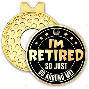 Black Gold Golf Ball Marker with Hat Clip, Funny Golf Accessories for Men Women, Novelty Retirement Golf Gifts