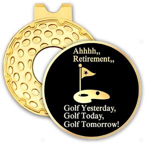 Black Gold Golf Ball Marker with Hat Clip, Funny Golf Accessories for Men Women, Novelty Retirement Golf Gifts