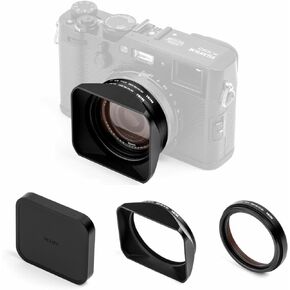طقم غطاء محول NiSi NC للأشعة فوق البنفسجية لسلسلة Fujifilm X100 (أسود) - فلتر حماية العدسة لكاميرات Fuji X100 (X100، X100S، X100F، X100T، X100V، X100VI) - خيط مرشح أمامي 49 مم، غطاء معدني قابل للضغط
