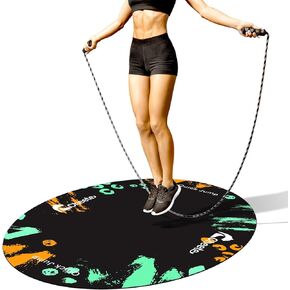 Jump Rope Mat Large Rubber Exercise Mat Workout Mats for Home Gym Flooring Non-Slip Oval Design for Floor & Rope Protection