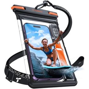TORRAS Icecube IPX8 Waterproof Phone Pouch, Underwater Screen Touchable, Waterproof Phone Case for Snorkeling, Adjustable Lanyard, Vacation Essentials for iPhone 15 Pro Max/14/13 Samsung, Black 6.9''