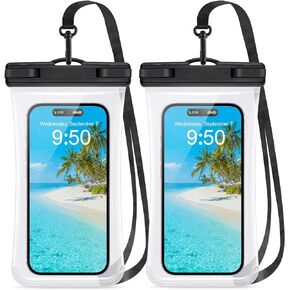 2 Pack Waterproof Phone Pouch, Waterproof Phone Case for iPhone 15 Pro Max Plus, Galaxy S24 S23 S22, Pixel 8a 7a Up to 7.2", Underwater Dry Bag Beach Vacation, Black & Black