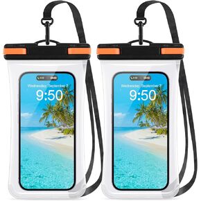 2 Pack Waterproof Phone Pouch, Waterproof Phone Case for iPhone 15 Pro Max Plus, Galaxy S24 S23 S22, Pixel 8a 7a Up to 7.2", Underwater Dry Bag Beach Vacation, Black & Black