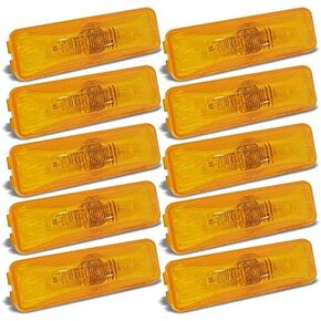 10PCs Truck-Lite 19200C 19 Series Male Pin PC 1"x4" Rectangular Incandescent Bracket Mount Utility Light Marker Clearance Light (12V Clear Polycarbonate)