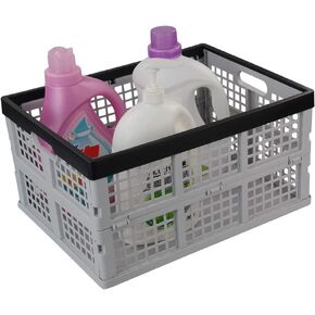 Jekiyo 34-Liter Folding Crates Storage, Collapsible Container Plastic, Set of 1