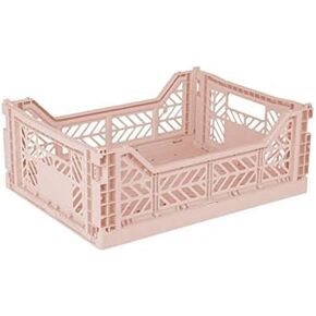 Aykasa Collapsible Storage Bins, Plastic Crate for Storage, Collapsible Crate, Utility Stackable Box, Collapsible storage box, Milk crate Collapsible storage (Small, Coconut milk)