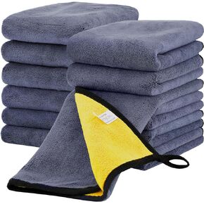 12 Pcs Large Thick Microfiber Cleaning Towel Auto Detailing Towel Cloth Car Drying Towel Car Wash Towels Car Microfiber Towel Polishing Waxing Dry Towels for Cars Absorbent Towel, 16 x 16 Inch 800 GSM