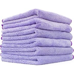 The Rag Company - Minx Royale - Professional Microfiber Detailing Towels, Premium 70/30 Blend, Super Plush, Rinseless & Waterless Wash, Buffing & Polishing, 400gsm, 16in x 16in, Lavender (6-Pack)