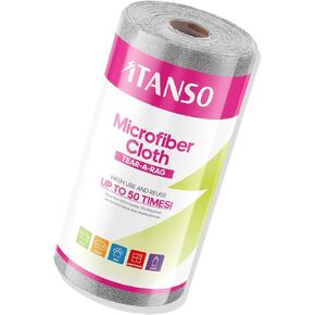 Tear-A-Rag Roll -50 Pack, 12 x 12 Microfiber Cleaning Cloth, Reusable Towels for home, auto and shop (Blue)