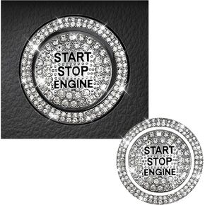 ملصق Sylvil Bling Car Push Start Button، غطاء مزخرف بأحجار الراين المتلألئة يحمي بالكامل زر الإشعال وحلقة مقبض مضادة للخدش، ملحقات السيارة للنساء (أبيض) in Kuwait