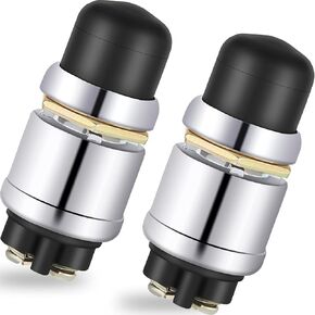 Engine Start Push Button Momentary 12V and 24V Waterproof Push Button Switch Push to Start Button Start Switch for Car Marine Boat Truck Lawn Tractor (Black, 2 Pieces)