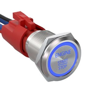 APIELE Push Start Ignition Switch, Off-(ON) Instant Engine Start Push Button Switch, 12V Waterproof Car Engine Push Button Switch with LED Light for Car(RED LED)