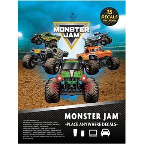 Monster Jam Trucks Decal Pack - Set of 15 Monster Truck Stickers Monster Jam Decals Includes Grave Digger El Toro Loco Max D Zombie Megalodon Dragon Soldier Fortune Monster Mutt Monster Trucks