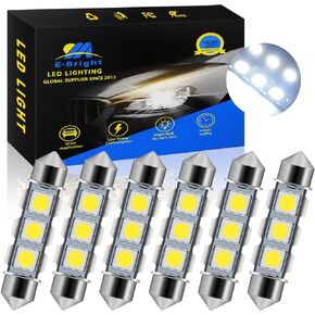 Everbright 6-Pack 44MM 578 Led Bulb White، 569 211-2 212-2 Led Bulb Festoon Led قبة ضوء خريطة جذع لوحة ترخيص ضوء أضواء LED داخلية، DC-12V