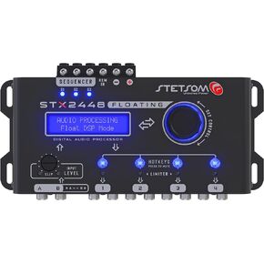 Stetsom STX2448 FLOATING - Full Professional DSP, Digital Signal, Processor PRO, Crossover & Graphic Equalizer 15 Bands, Remote Sequencer, Subharmonic Bass, RCA & HIGH Input, Limiter Peak & RMS
