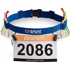 Race Number Belt - Triathlon Race Belt BIB Holder with 6 Energy Gel Loops for Triathalon, Marathon, Running and Cycling
