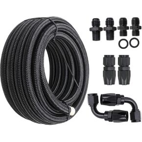Compatible with 4L60E 4L65E Automatic Transmission Cooler Line Kit Black -6 AN Steel Braided