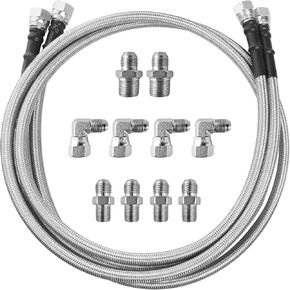 MuHize Transmission Cooling Lines - Upgrade 6AN Stainless Steel Braided Lines 52 Inch for Chevy Ford Mopar GM GMC Buick Cadillac, Transmission Cooler Hose Line Kit Compatible with TH350 700R4 TH400