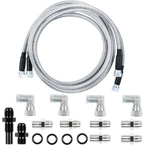 70" Transmission Cooler Hose for 700R4 4L60 4L60E 4L65E 4L80E, SS Braided Lines Compatible with Ford C4/C6/AOD & GM Chevy 1996+ Vehicles