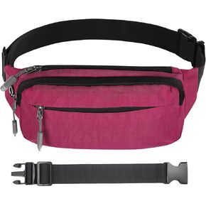 USHAKE Fanny Pack Waist Packs with Extender for Men Women, Waist Pouch Bag Hip Pack with 3-Zipper Pockets Adjustable Straps for Casual Travel Hiking Running Outdoor Sports