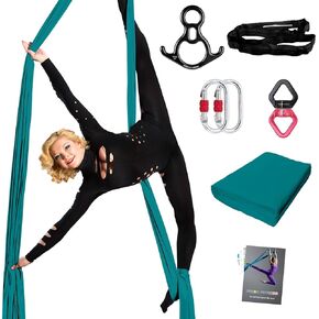 PRIOR FITNESS Aerial Silks Set, Professional Thicker Low Stretch Fabric 9/15/20 Yards Aerial Silk Swing Set with Hardware Guide, Yoga Starter Kit For Home, Aerial Yoga Hammock, Silks for Gymnastics, Antigravity Yoga, Inversion Exercise-All Levels in Kuwait