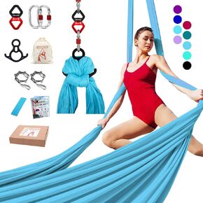 Aerial Silks Yoga Swing Set Equipment - 9 Yards Aerial Yoga Hammock kit, Low-stretch fabrics for Beginner Dance, Full Accessories