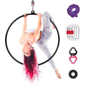 Lyra Hoop Aerial Hoop Set with Rigging Hardware Single Stainless Steel Hoop Circus Hoop Great for Dancing Studio, Aerial Fitness