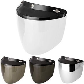 Flip Up Shield Helmet Visor for 3-Snap Motorcycle Helmets (Chrome Mirror)