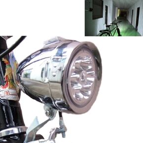 Bright 6 LED Metal Shell Front Light for Bicycle Headlight Retro Bike Head Lamp Classical Vintage Night Riding Safety Cycling Fog Light Headlamp with Bracket
