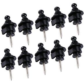 10Pcs Round Head Strap Locks and buttons Guitar Bass Schaller-Style Security Straplocks (Black)