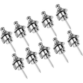 Tomotato 10Pcs Guitar Strap Locks Metal Strap Buttons Guitar Anti‑Skid Button Security Strap Lock End Pins for Acoustic Electric Bass Guitar(Black)