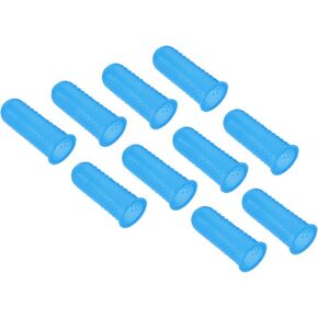 PATIKIL 0.59 Inch Rubber Finger Tips, 20 Pack Silicone Thumb Fingertip Protector Covers Guard Finger Grips Thimble for Office Counting Sorting Sewing, Blue Small Size