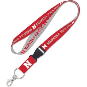 Nebraska Cornhuskers Huskers Lanyard with Detachable Buckle 1" Width - Heathered/Jersey Print