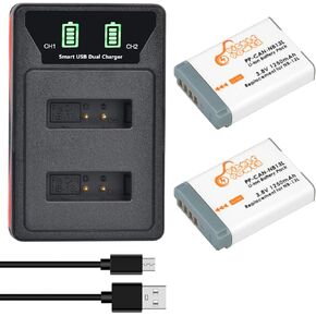 Pickle Power 2-Pack NB-13L Battery and LED Dual USB Charger for Canon PowerShot SX740 HS, G7 X Mark II, G7 X, G1 X Mark III, G5 X, G9 X, G9 X Mark II, SX620 HS, SX720 HS, SX730 HS Camera