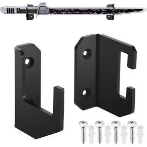 Cosmos 1 Pair Darksaber Wall Mount Stand Acrylic Dark Saber Display Holder Black Lightsaber Wall Stand Sword Display Rack for Horizontal Displaying Darksaber and Martial Art Weapon (Solid Black Color)