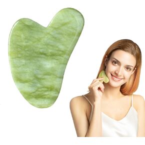 STARR-GIA Certified 100% Xiuyan Jade Gua Sha Massage Tool-Face Massager Reduces Puffiness-Gua Sha Facial Tools Promotes Blood Flow-Easy to Hold Face Sculpting Tool-Trigger Point Acupuncture