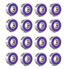 Skateboard Bearings RENGYI Precision Fast Spin ABEC 9 Chrome Steel Bearing for Longboards, Skate Boards, Scooters and Roller Skates (16-Pack, Purple)