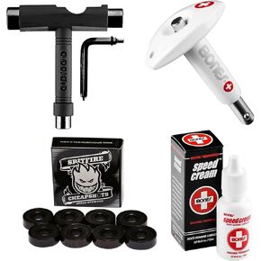 Spitfire Cheapshots Bearings 8 Pack w/Speed Cream, Swiss Bearing Press/Puller & Unit Skateboard Tool