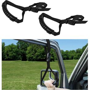 2PCS Car Adjustable Grab Handle, Portable Auto Door Safety Supporting Grab Band for Elderly Disabled with Nylon Grip, Vehicle Mobility Assist Device for Car Truck Lorry (Red)